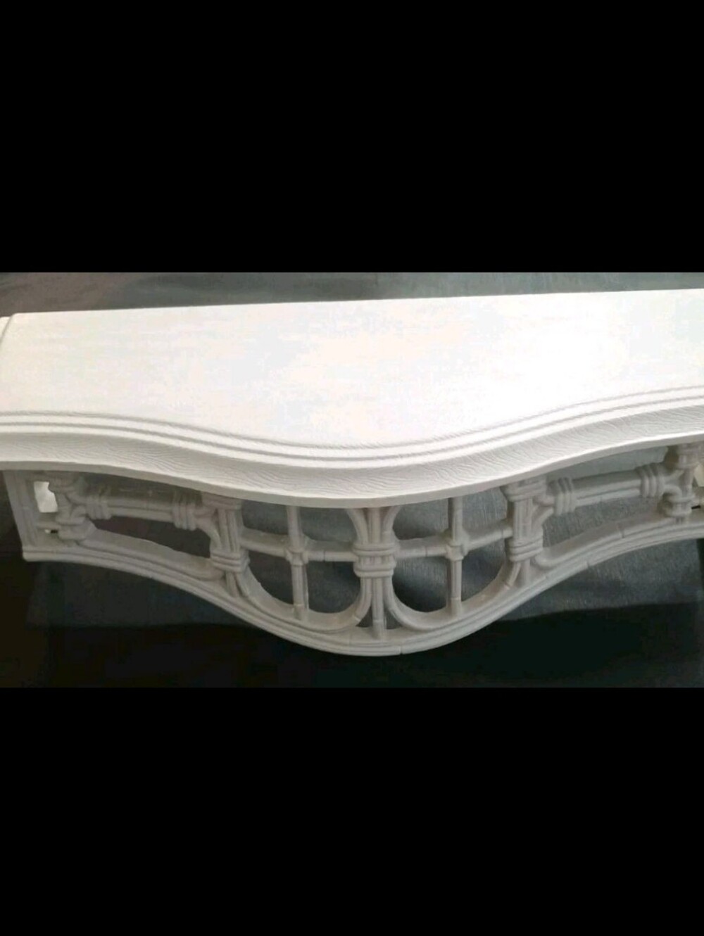 Homco Wall Shelf Burwood Cut Out Front Faux Wicker Look #3067 16" Long